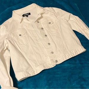 White denim jacket express women’s clean